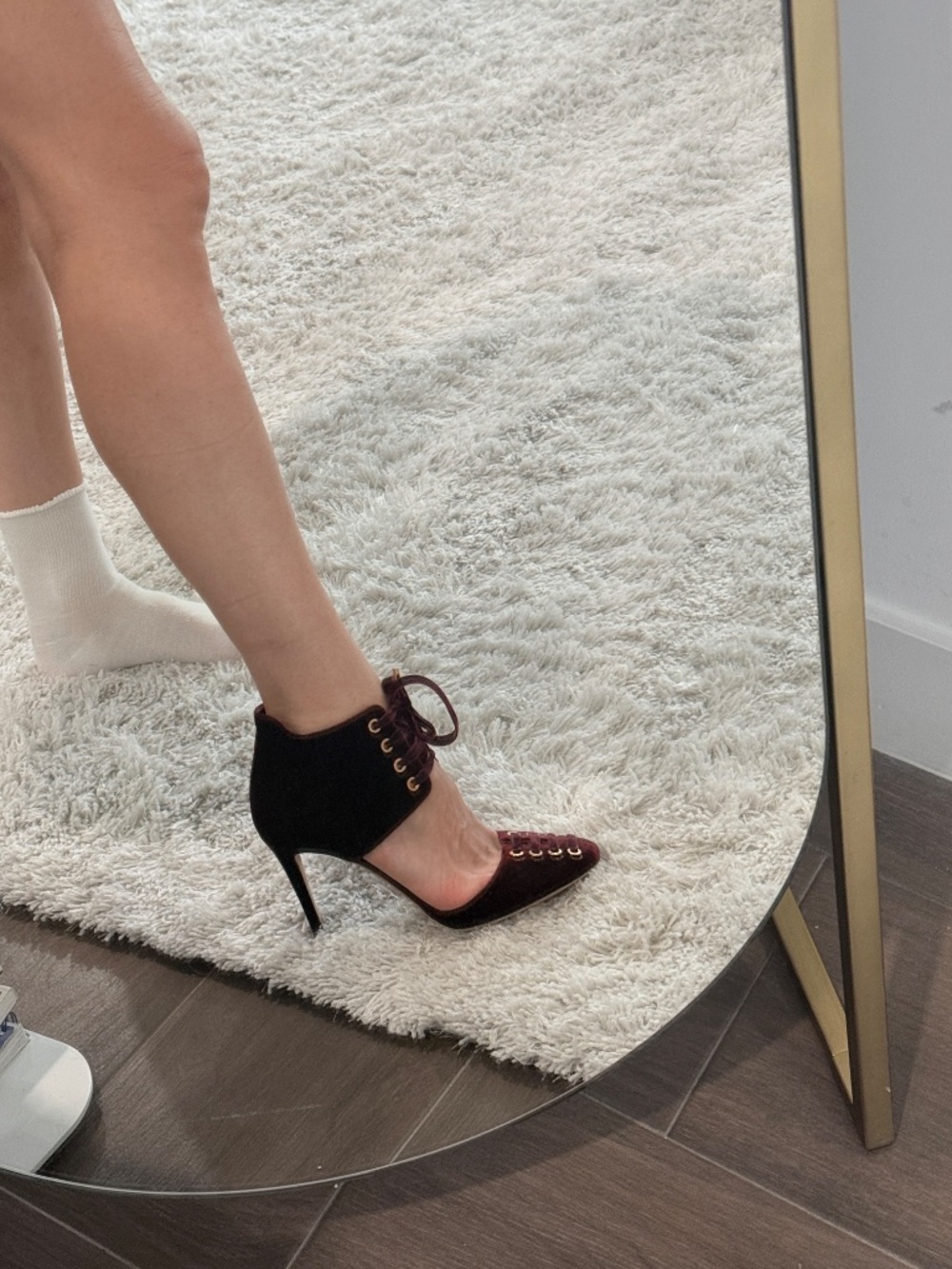 Jimmy Choo burgundy velvet lace-up d’Orsay ankle-cuff pumps. I used it 1 time! - Picture 10 of 12